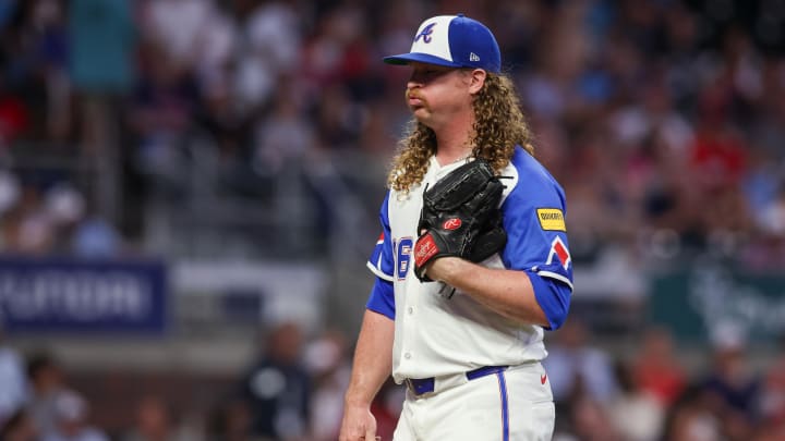 Atlanta Braves starting pitcher Grant Holmes Atlanta Braves starting pitcher Grant Holmes