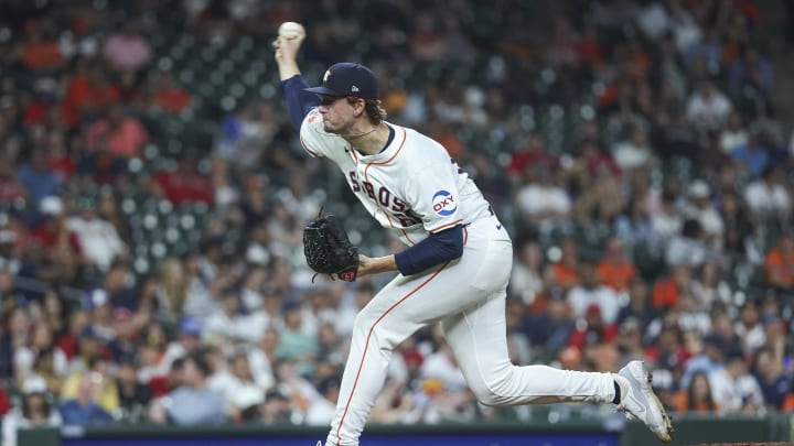 Apr 16, 2024; Houston, Texas, USA; Houston Astros relief pitcher Forrest Whitley (60) delivers a pitch in his MLB debut. Apr 16, 2024; Houston, Texas, USA; Houston Astros relief pitcher Forrest Whitley (60) delivers a pitch in his MLB debut.