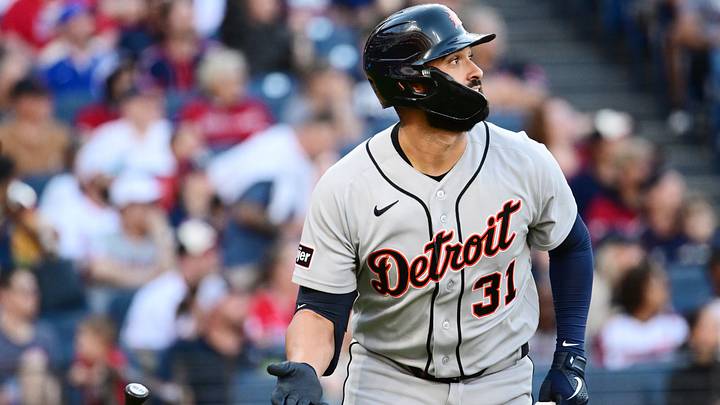 Sep 5, 2026: Detroit Tigers left fielder Riley Greene (31) hits a home run during the first inning against the Cleveland Guardians at Progressive Field. Credit: Ken Blaze-Imagn Images