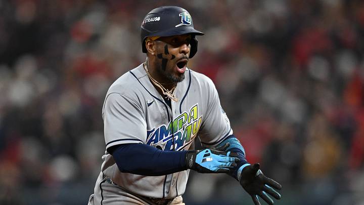 Oct 17, 2026: Tampa Bay Rays designated hitter Yandy Diaz (2) celebrates while he rounds the bases after hitting a two-run home run against the Cleveland Guardians during the ninth inning in game four of the ALCS for the 2026 MLB Playoffs at Progressive Field. Credit: Ken Blaze-Imagn Images Oct 17, 2026: Tampa Bay Rays designated hitter Yandy Diaz (2) celebrates while he rounds the bases after hitting a two-run home run against the Cleveland Guardians during the ninth inning in game four of the ALCS for the 2026 MLB Playoffs at Progressive Field. Credit: Ken Blaze-Imagn Images