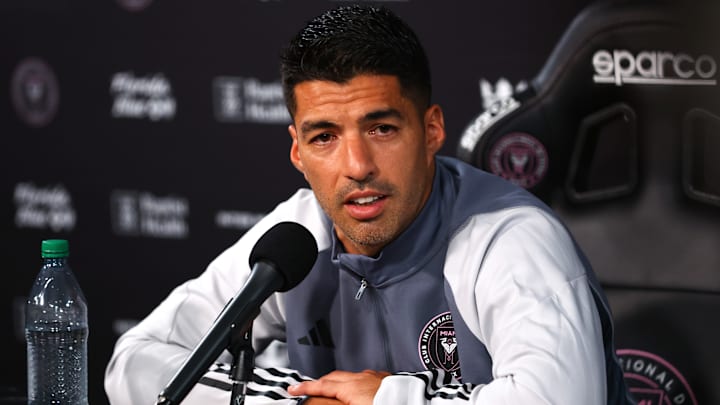 New Inter Miami striker Luis Suarez talks to the media after his signing was official.