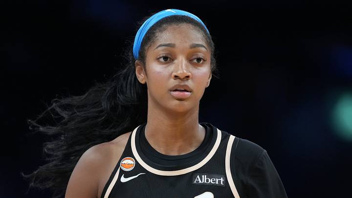Aug 24, 2026; Los Angeles, California, USA; Atlanta Dream forward Angel Reese (5) reacts against the LA Sparks at Crypto.com Arena. Mandatory Credit: Kirby Lee-Imagn Images