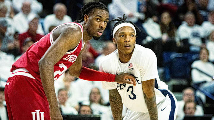 Indiana's Mackenzie Mgbako (21) guards Penn State's Nick Kern Jr. - January 5, 2025