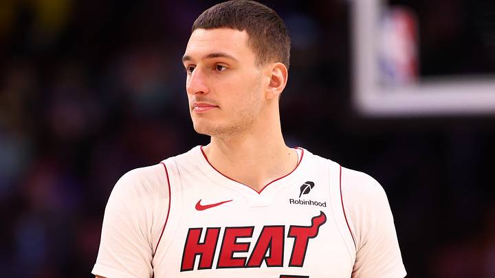 Jan 25, 2026; Phoenix, Arizona, USA; Miami Heat forward Nikola Jovic (5) against the Phoenix Suns at Mortgage Matchup Center. Mandatory Credit: Mark J. Rebilas-Imagn Images Jan 25, 2026; Phoenix, Arizona, USA; Miami Heat forward Nikola Jovic (5) against the Phoenix Suns at Mortgage Matchup Center. Mandatory Credit: Mark J. Rebilas-Imagn Images