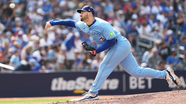 Toronto Blue Jays reliever Zach Pop throws during a game against the Los Angeles Angels on Aug. 25 at Rogers Centre. Toronto Blue Jays reliever Zach Pop throws during a game against the Los Angeles Angels on Aug. 25 at Rogers Centre.