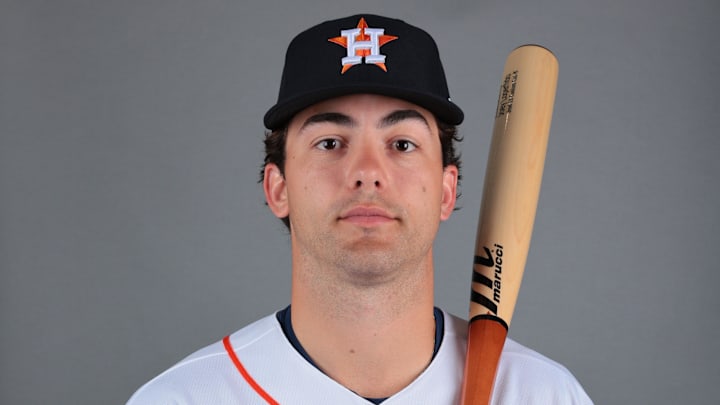 Feb 18, 2026; West Palm Beach, FL, USA; Houston Astros outfielder Joey Loperfido (31) poses for a photo during media day at CACTI Park of the Palm Beaches. Mandatory Credit: Sam Navarro-Imagn Images Feb 18, 2026; West Palm Beach, FL, USA; Houston Astros outfielder Joey Loperfido (31) poses for a photo during media day at CACTI Park of the Palm Beaches. Mandatory Credit: Sam Navarro-Imagn Images