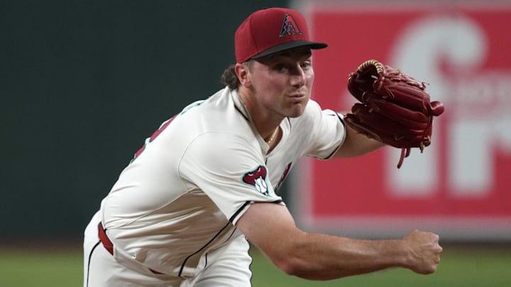 Aug 4, 2025; Phoenix, Arizona, USA; Arizona Diamondbacks pitcher Brandon Pfaadt (32) throws against the San Diego Padres in the first inning at Chase Field. Mandatory Credit: Rick Scuteri-Imagn Images Aug 4, 2025; Phoenix, Arizona, USA; Arizona Diamondbacks pitcher Brandon Pfaadt (32) throws against the San Diego Padres in the first inning at Chase Field. Mandatory Credit: Rick Scuteri-Imagn Images