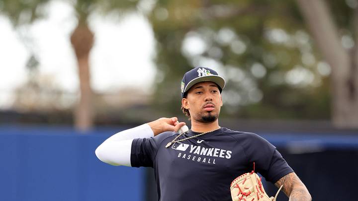 New York Yankees pitcher Yovanny Cruz (96) works out during spring training workouts at George M. Steinbrenner Field. New York Yankees pitcher Yovanny Cruz (96) works out during spring training workouts at George M. Steinbrenner Field.