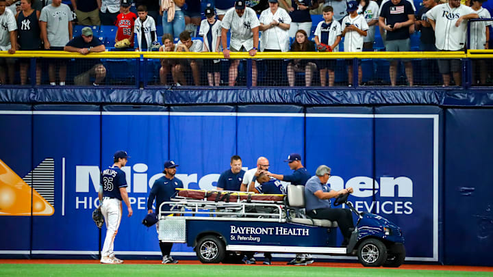 Manuel Margot se dio un fuerte golpe contra el muro