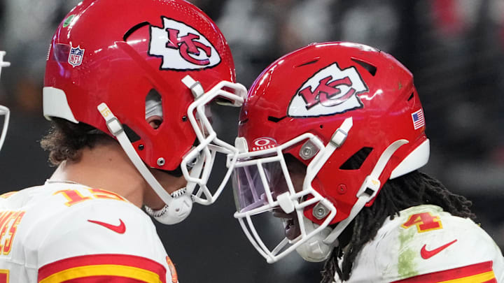 Kansas City Chiefs wide receiver Rashee Rice and quarterback Patrick Mahomes