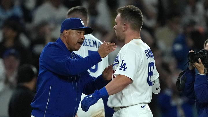 Jun 19, 2026; Los Angeles, California, USA; Los Angeles Dodgers catcher Dalton Rushing (68) celebrates with manager Dave Roberts (30) after hitting a walk-off single against the Baltimore Orioles at Dodger Stadium. Mandatory Credit: Kirby Lee-Imagn Images Jun 19, 2026; Los Angeles, California, USA; Los Angeles Dodgers catcher Dalton Rushing (68) celebrates with manager Dave Roberts (30) after hitting a walk-off single against the Baltimore Orioles at Dodger Stadium. Mandatory Credit: Kirby Lee-Imagn Images