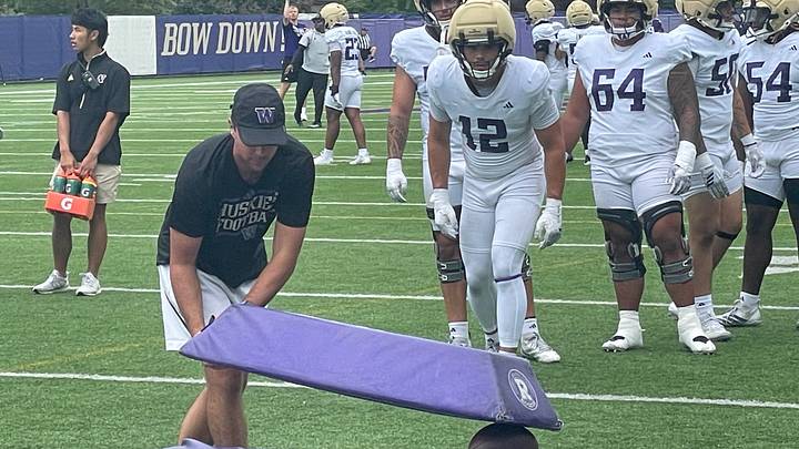 Logan George (12) gets set for fumble recovery drill. Logan George (12) gets set for fumble recovery drill.