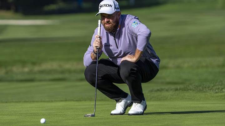 February 12, 2026; Pebble Beach, California, USA; Shane Lowry lines up his putt on the second hole during the first round of the AT&T Pebble Beach Pro-Am golf tournament at Pebble Beach Golf Links. Mandatory Credit: Kyle Terada-Imagn Images February 12, 2026; Pebble Beach, California, USA; Shane Lowry lines up his putt on the second hole during the first round of the AT&T Pebble Beach Pro-Am golf tournament at Pebble Beach Golf Links. Mandatory Credit: Kyle Terada-Imagn Images