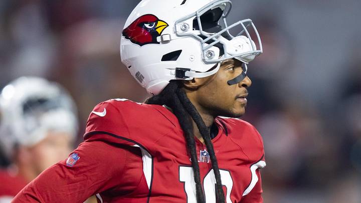 Dec 25, 2022; Glendale, Arizona, USA; Arizona Cardinals wide receiver DeAndre Hopkins prior to the game against theTampa Bay Buccaneers at State Farm Stadium. Mandatory Credit: Mark J. Rebilas-Imagn Images