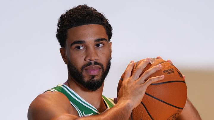 Sep 28, 2026; Boston, MA, USA; Boston Celtics forward/guard Jayson Tatum (0) during media day at Auerbach Center. Mandatory Credit: David Butler II-Imagn Images