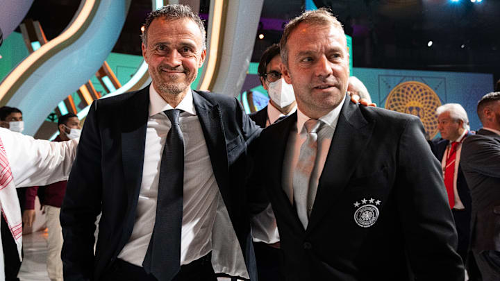 Luis Enrique (izquierda), Hansi Flick (derecha) y Pep Guardiola ganaron La Liga en su primera temporada con el Barcelona