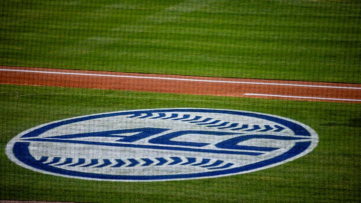 May 23, 2024; Charlotte, NC, USA; ACC Baseball logo during the ACC Baseball Tournament at Truist Field. Mandatory Credit: Scott Kinser-Imagn Images