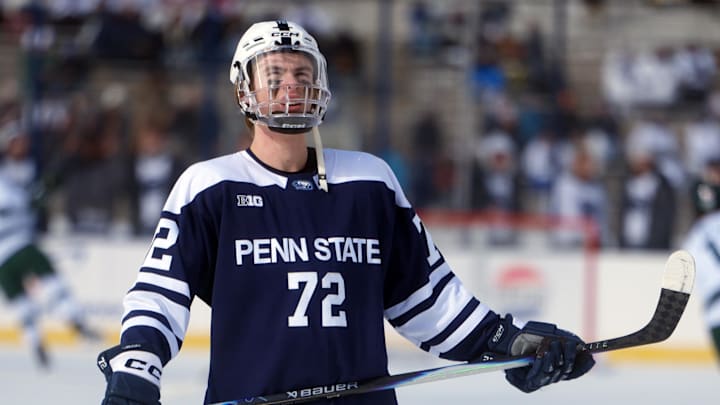 Penn State Nittany Lions forward Gavin McKenna before the game against the Michigan State Spartans at Beaver Stadium. 