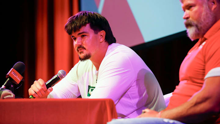 Nixa High School offensive tackle Jackson Cantwell, the No. 1 ranked high school football recruit for the class of 2026, announced he will play football at Miami during a ceremony on Tuesday, May 13, 2025.