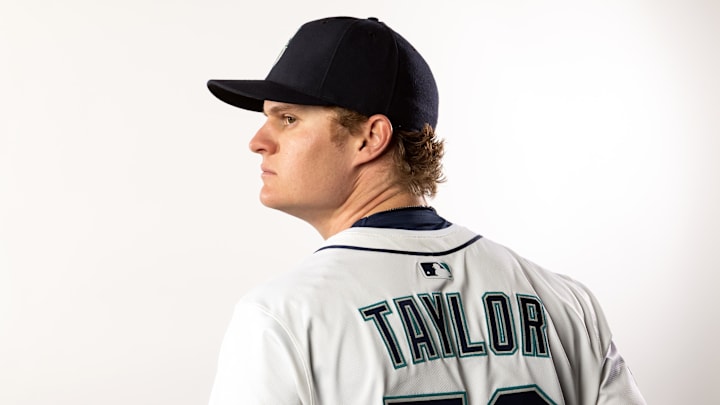 Seattle Mariners pitcher Troy Taylor poses for a portrait during media day at Peoria Sports Complex on Feb. 20.