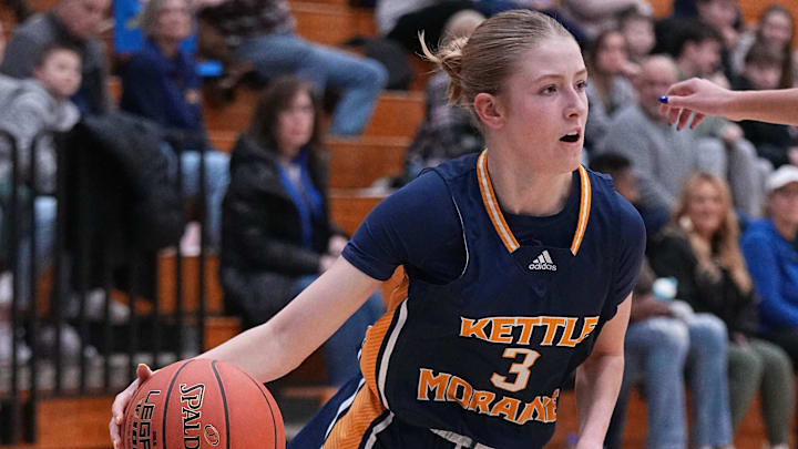 Kettle Moraine's Quinn Lodes (3) has developed into one of the state's top 3-point shooters.