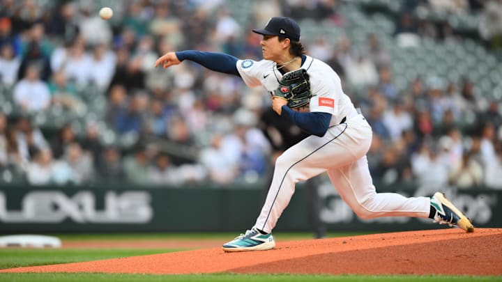 Seattle Mariners pitcher Bryan Woo throws during a game against the New York Yankees on May 13 at T-Mobile Park.
