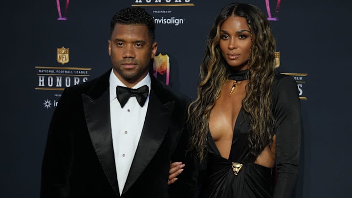 Russell Wilson and his wife Ciara appears on the red carpet prior to the NFL Honors awards presentation at YouTube Theater. Russell Wilson and his wife Ciara appears on the red carpet prior to the NFL Honors awards presentation at YouTube Theater.