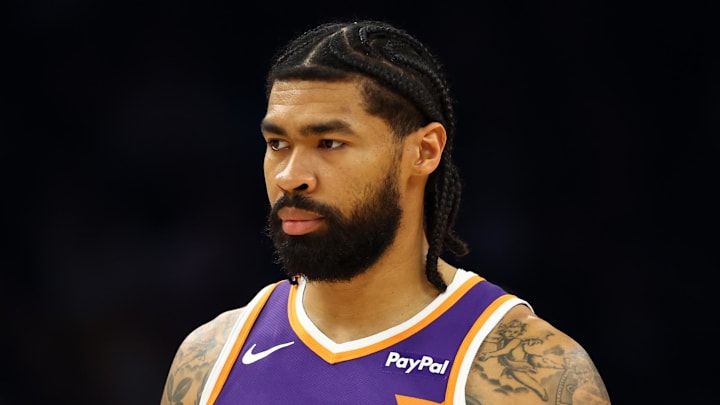 Nov 29, 2025; Phoenix, Arizona, USA; Phoenix Suns center Nick Richards (2) against the Denver Nuggets at the Mortgage Matchup Center. Mandatory Credit: Mark J. Rebilas-Imagn Images Nov 29, 2025; Phoenix, Arizona, USA; Phoenix Suns center Nick Richards (2) against the Denver Nuggets at the Mortgage Matchup Center. Mandatory Credit: Mark J. Rebilas-Imagn Images