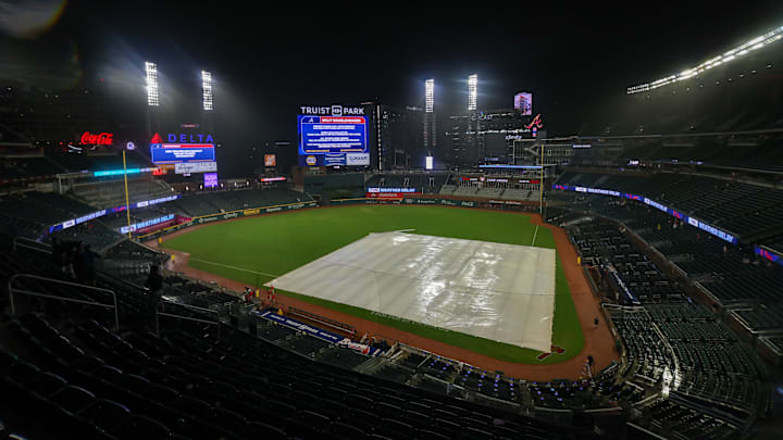Tuesday's Braves game is under a delay Tuesday's Braves game is under a delay