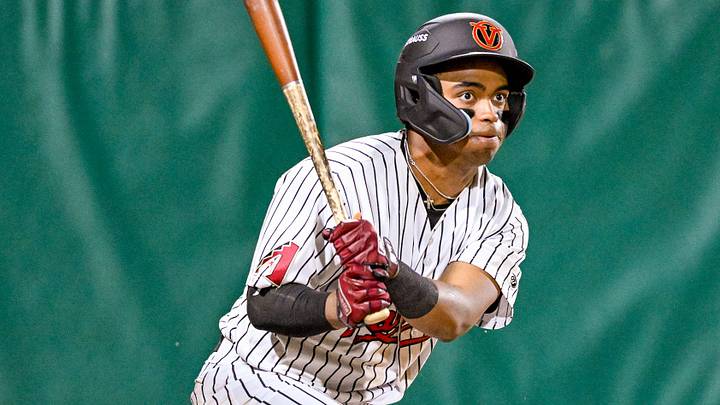 Visalia Rawhide's Kayson Cunningham bats against Fresno Grizzlies on Friday, April 3, 2026. Visalia Rawhide's Kayson Cunningham bats against Fresno Grizzlies on Friday, April 3, 2026.