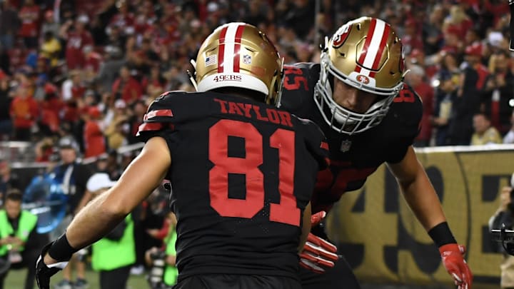 San Francisco 49ers wide receiver Trent Taylor (81) and tight end George Kittle (85) San Francisco 49ers wide receiver Trent Taylor (81) and tight end George Kittle (85)