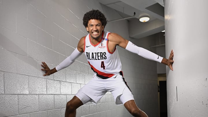 Sep 30, 2024; Portland, Oregon, USA; Portland Trail Blazers guard Matisse Thybulle (4). Mandatory Credit: Troy Wayrynen-Imagn Images