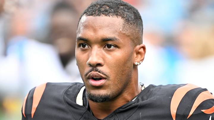 Sep 29, 2024; Charlotte, North Carolina, USA; Cincinnati Bengals cornerback DJ Turner II (20) comes off the field after the game at Bank of America Stadium. Mandatory Credit: Bob Donnan-Imagn Images