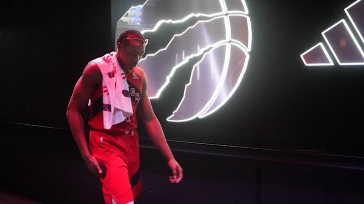 Dec 5, 2024; Toronto, Ontario, CAN; Toronto Raptors forward Scottie Barnes (4) walks to the dressing room after a loss to the Oklahoma City Thunder at Scotiabank Arena. Mandatory Credit: John E. Sokolowski-Imagn Images Dec 5, 2024; Toronto, Ontario, CAN; Toronto Raptors forward Scottie Barnes (4) walks to the dressing room after a loss to the Oklahoma City Thunder at Scotiabank Arena. Mandatory Credit: John E. Sokolowski-Imagn Images