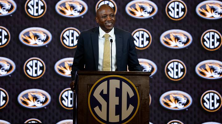 Oct 13, 2026; Birmingham, AL, USA; Missouri Tigers head coach Dennis Gates speaks during the SEC Basketball Tipoff at Grand Bohemian Hotel Mountain Brook. Mandatory Credit: Butch Dill-Imagn Images Oct 13, 2026; Birmingham, AL, USA; Missouri Tigers head coach Dennis Gates speaks during the SEC Basketball Tipoff at Grand Bohemian Hotel Mountain Brook. Mandatory Credit: Butch Dill-Imagn Images