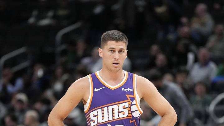 Mar 10, 2026; Milwaukee, Wisconsin, USA;  Phoenix Suns guard Collin Gillespie (12) during the game against the Milwaukee Bucks at Fiserv Forum. Mandatory Credit: Jeff Hanisch-Imagn Images