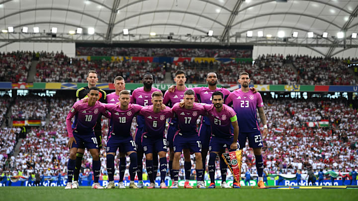 German National Team posing for picture before the second group game against Hungary on Tuesday.