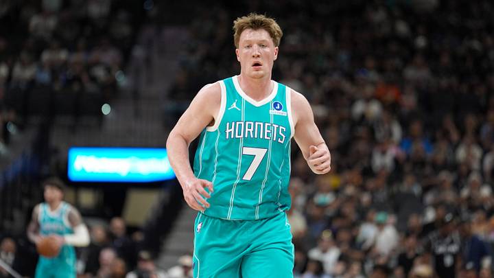 Mar 14, 2026; San Antonio, Texas, USA; Charlotte Hornets guard Kon Knueppel (7) runs up the court in the first half against the San Antonio Spurs at Frost Bank Center. Mandatory Credit: Daniel Dunn-Imagn Images Mar 14, 2026; San Antonio, Texas, USA; Charlotte Hornets guard Kon Knueppel (7) runs up the court in the first half against the San Antonio Spurs at Frost Bank Center. Mandatory Credit: Daniel Dunn-Imagn Images