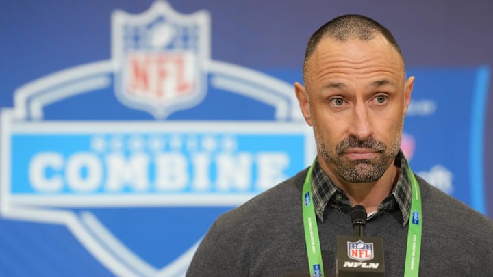 Miami Dolphins general manager Jon-Eric Sullivan speaks at the NFL Scouting Combine at the Indiana Convention Center. Miami Dolphins general manager Jon-Eric Sullivan speaks at the NFL Scouting Combine at the Indiana Convention Center.