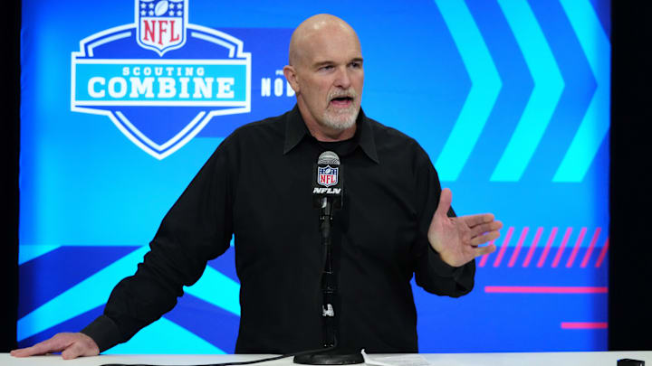 Feb 27, 2024; Indianapolis, IN, USA; Washington Commanders coach Dan Quinn during the NFL Scouting