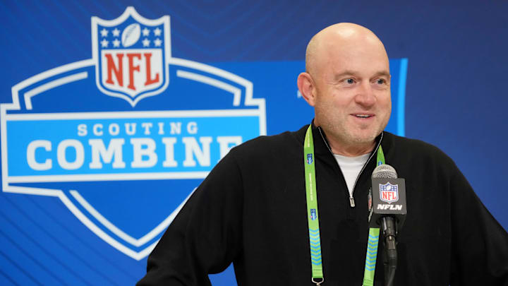 Feb 25, 2025; Indianapolis, IN, USA; Cincinnati Bengals general manager Duke Tobin speaks during the NFL Scouting Combine at the Indiana Convention Center. Mandatory Credit: Kirby Lee-Imagn Images Feb 25, 2025; Indianapolis, IN, USA; Cincinnati Bengals general manager Duke Tobin speaks during the NFL Scouting Combine at the Indiana Convention Center. Mandatory Credit: Kirby Lee-Imagn Images