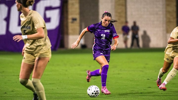 AJ Hennessey (3) surges downfield as No. 7 TCU looks for a spark against Colorado at Garvey-Rosenthal Soccer Stadium.