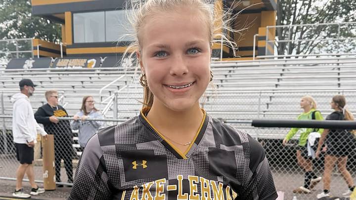 Lake-Lehman girls soccer player Kinley Purdy scored a hat-trick on Saturday, in a 10-0 win over Dallas, including the 100th goal of her high school soccer career. Lake-Lehman girls soccer player Kinley Purdy scored a hat-trick on Saturday, in a 10-0 win over Dallas, including the 100th goal of her high school soccer career.