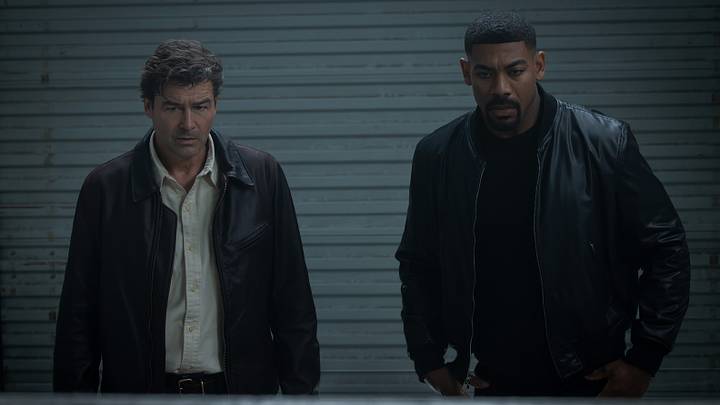 Kyle Chandler and Aaron Pierre in DC's LANTERNS