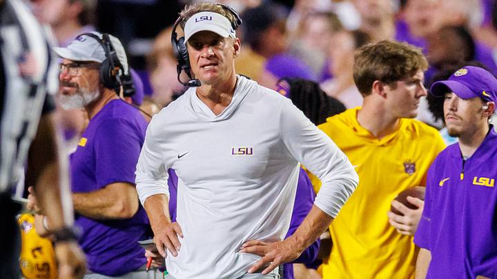 Sep 12, 2026; Baton Rouge, Louisiana, USA; LSU Tigers head coach Lane Kiffin reacts to an intercept by Louisiana Tech Bulldogs during the first half at Tiger Stadium. Mandatory Credit: Stephen Lew-Imagn Images Sep 12, 2026; Baton Rouge, Louisiana, USA; LSU Tigers head coach Lane Kiffin reacts to an intercept by Louisiana Tech Bulldogs during the first half at Tiger Stadium. Mandatory Credit: Stephen Lew-Imagn Images