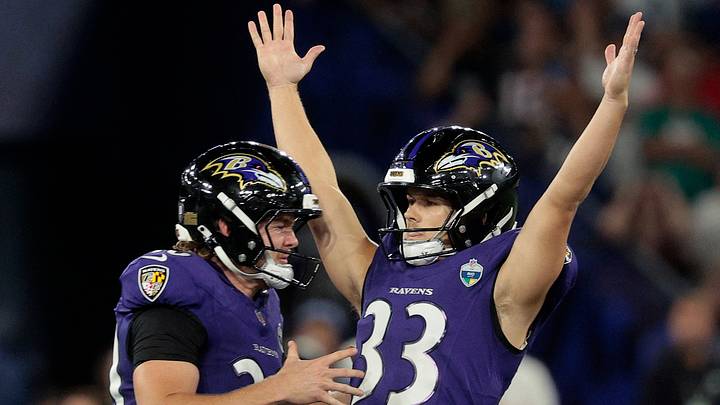 Ravens kicker Tyler Loop celebrates after kicking a game-winning 56-yard field goal to lift Baltimore over Dallas on Sunday. Ravens kicker Tyler Loop celebrates after kicking a game-winning 56-yard field goal to lift Baltimore over Dallas on Sunday.
