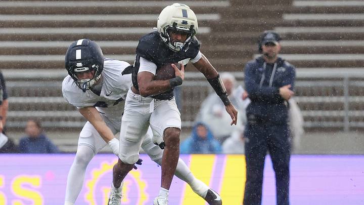Penn State Nittany Lions running back Quinton Martin Jr. (25) runs with the ball during practice at Beaver Stadium. Penn State Nittany Lions running back Quinton Martin Jr. (25) runs with the ball during practice at Beaver Stadium.