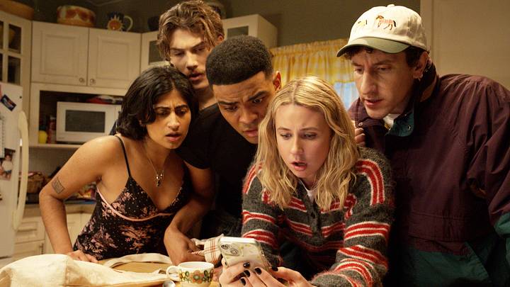 FX's Adults -- Ep. 204 -- Pictured: (l-r) Amita Rao as Issa, Jack Innanen as Paul Baker, Owen Thiele as Anton, Lucy Freyer as Billie, Malik Elassal as Samir