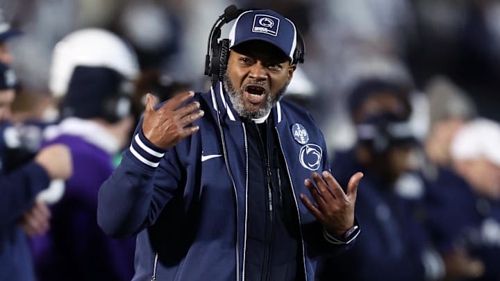 Penn State Nittany Lions interim head coach Terry Smith reacts from the sideline during the second quarter against the Nebraska Cornhuskers at Beaver Stadium. 