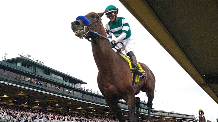 Flightline, with Flavien Prat up, wins the Breeders' Cup Classic at Keeneland Race Course on Saturday, November 5, 2022, in Lexington, Kentucky Flightline, with Flavien Prat up, wins the Breeders' Cup Classic at Keeneland Race Course on Saturday, November 5, 2022, in Lexington, Kentucky